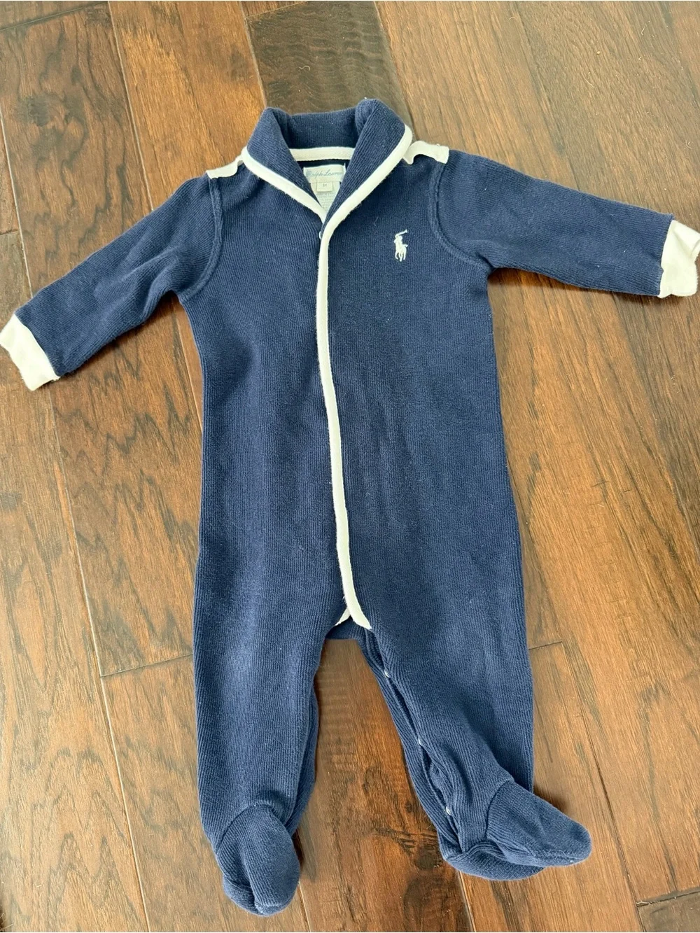 Ralph Lauren Navy Blue Baby Onesie Footed Winter Romper size 9M